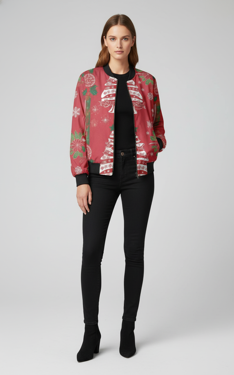 Red Christmas Bomber Jacket