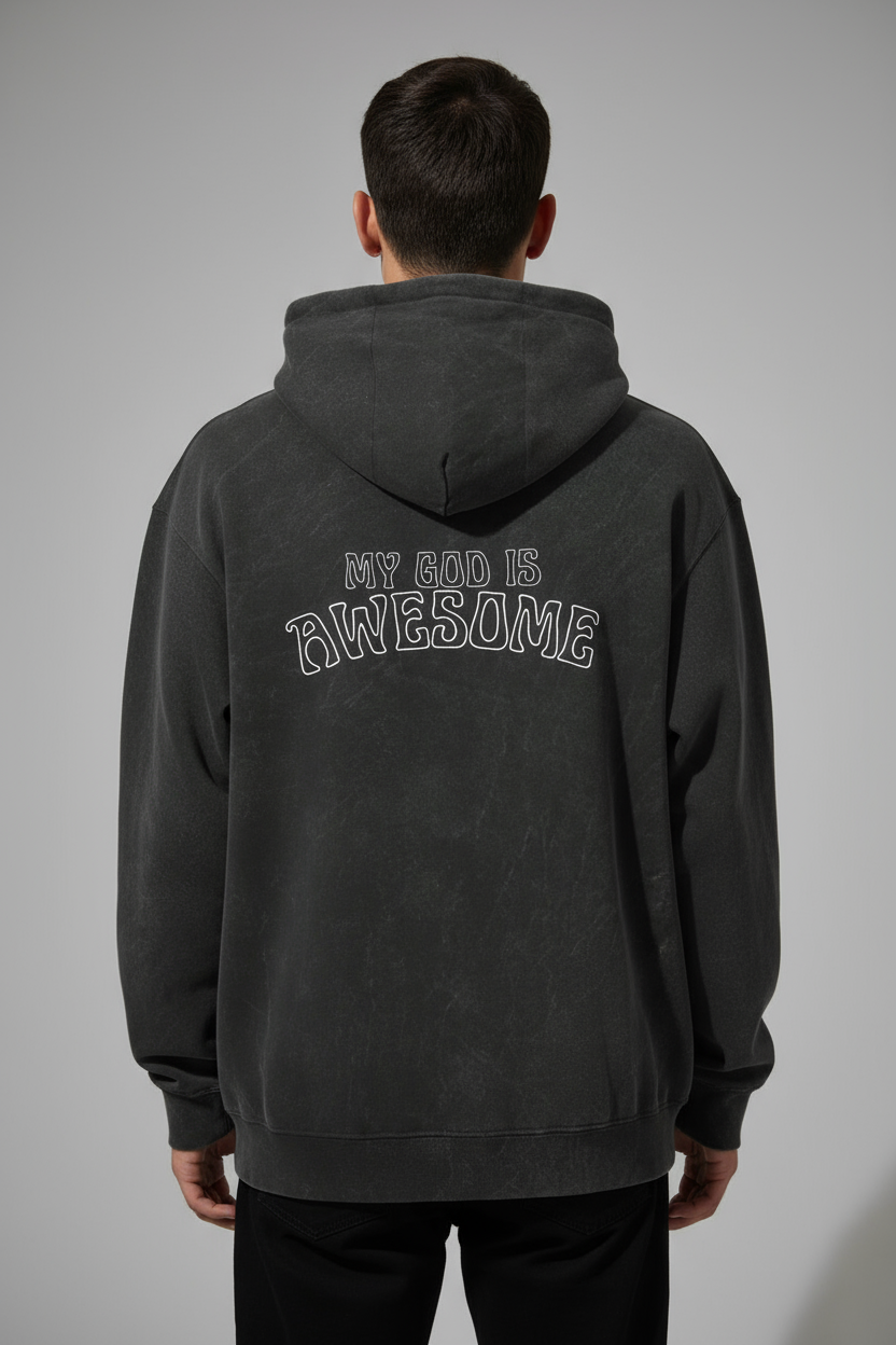 My God is awesome, Acid Washed Christian Hoodie