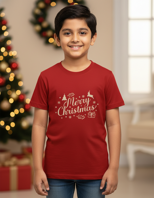 Merry Chrstmas Boy's Crew Neck T-Shirt